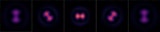 Theoretically predicted image produced by a quantum gas microscope, showing a sequence of dumbbell-shaped objects