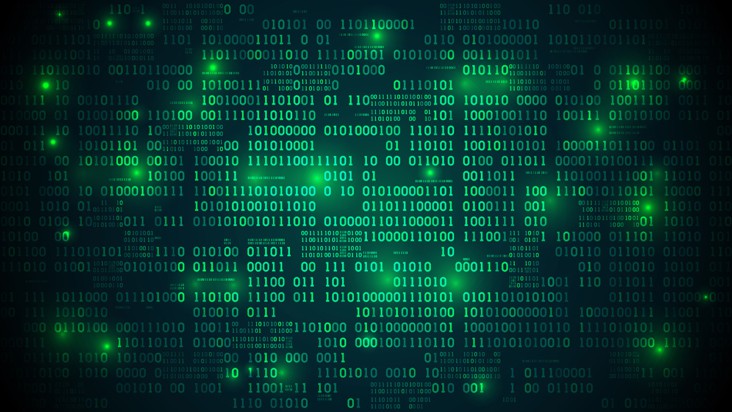 Abstract futuristic cyberspace with binary code, matrix background with digits
