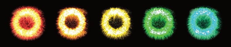 A series of visible-light colours generated by a microring resonator