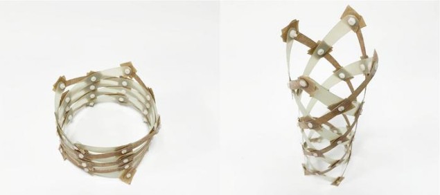 quadrifilar helix antenna Photos of the device, which resembles a child’s finger-trap toy, in its two operating modes